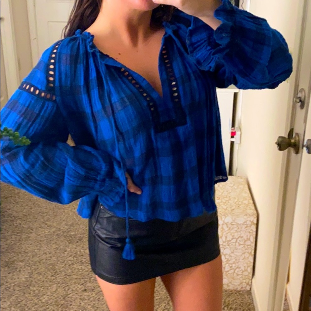 Free People Plaid Top